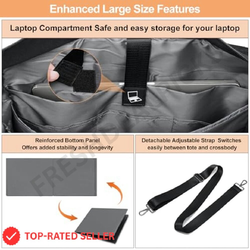 Structured Work Tote Bag Large Capacity Multi-Poc… - image 6